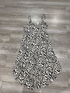 New J Valdi Zebra-Print Slip Dress - Black & White XL